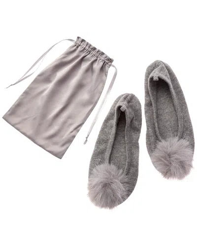 Sofia Cashmere Sofiacashmere Cashmere Knitted Ballet Slipper With Pom & Drawstring Pouch In Multi