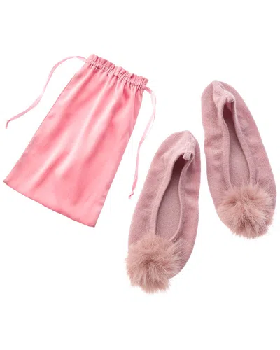Sofia Cashmere Sofiacashmere Cashmere Knitted Ballet Slipper With Pom & Drawstring Pouch In Multi