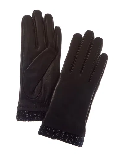 Sofia Cashmere Sofiacashmere Cashmere-lined Nappa Leather Gloves In Black