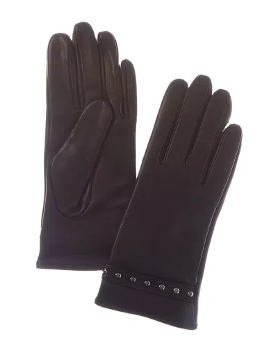 Sofia Cashmere Sofiacashmere Cashmere-lined Nappa Leather Gloves In Brown