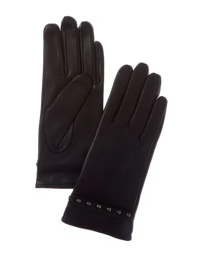 Sofia Cashmere Sofiacashmere Cashmere-lined Nappa Leather Gloves In Brown