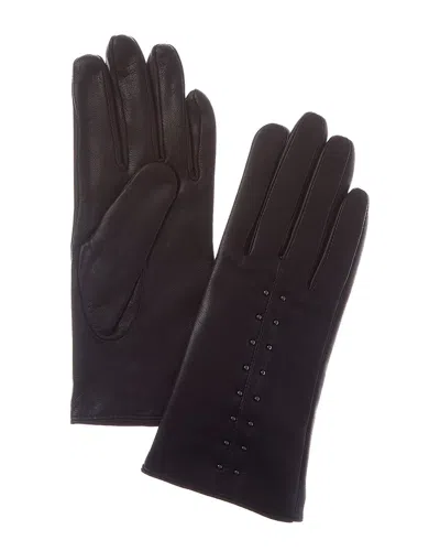 Sofia Cashmere Sofiacashmere Cashmere-lined Nappa Leather Gloves In Black