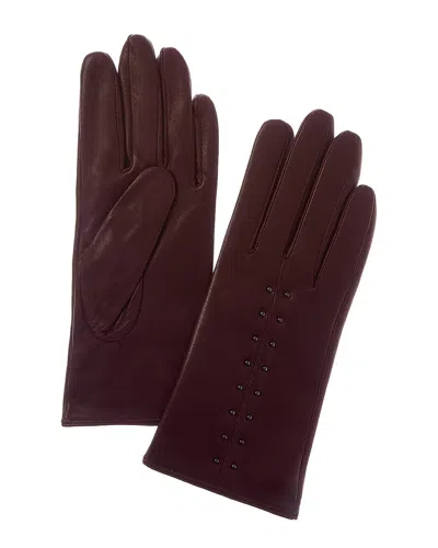 Sofia Cashmere Sofiacashmere Cashmere-lined Nappa Leather Gloves In Burgundy