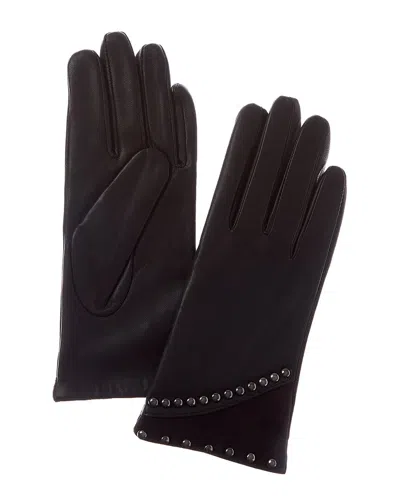 Sofia Cashmere Sofiacashmere Classic Cashmere-lined Nappa Leather Gloves In Black