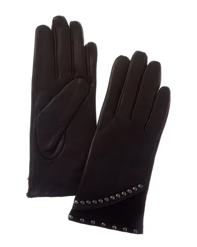 Sofia Cashmere Sofiacashmere Classic Cashmere-lined Nappa Leather Gloves In Black