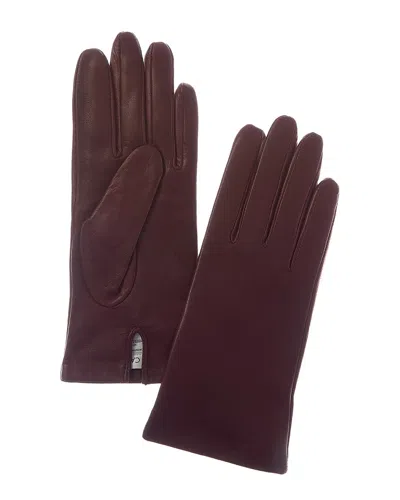 Sofia Cashmere Sofiacashmere Classic Cashmere-lined Nappa Leather Gloves In Brown