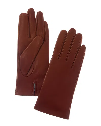 Sofia Cashmere Sofiacashmere Classic Cashmere-lined Nappa Leather Gloves In Brown