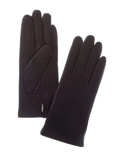 Sofia Cashmere Sofiacashmere Classic Cashmere-lined Nappa Leather Gloves In Brown