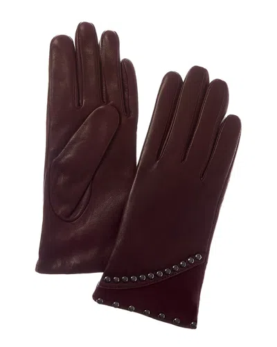 Sofia Cashmere Sofiacashmere Classic Cashmere-lined Nappa Leather Gloves In Red
