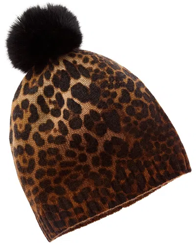 Sofia Cashmere Sofiacashmere Dip-dye Leopard Cashmere Hat In Animal Print