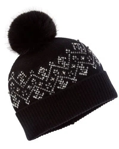 Sofia Cashmere Sofiacashmere Fairisle Embellished Cashmere Hat In Black