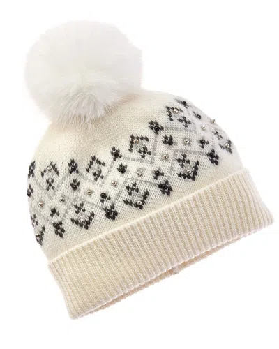 Sofia Cashmere Sofiacashmere Fairisle Embellished Cashmere Hat In Neutral