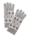 Sofia Cashmere Sofiacashmere Fairisle Lurex Wool & Cashmere-blend Glove In Gray