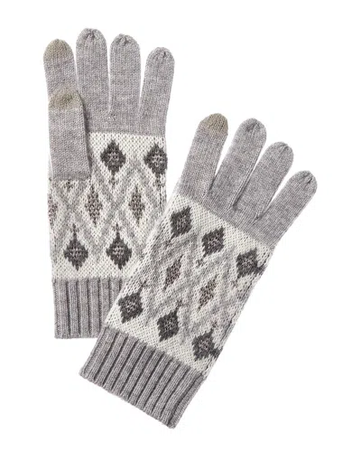 Sofia Cashmere Sofiacashmere Fairisle Lurex Wool & Cashmere-blend Glove In Grey