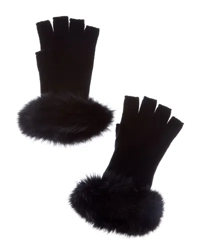 Sofia Cashmere Sofiacashmere Fingerless Cashmere Gloves In Black