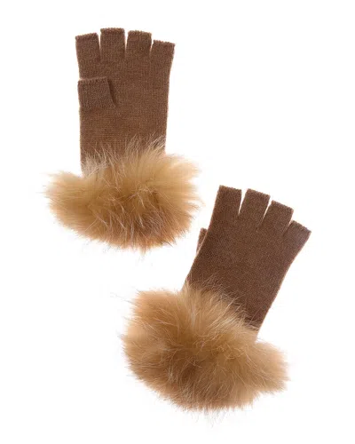Sofia Cashmere Sofiacashmere Fingerless Cashmere Gloves In Brown