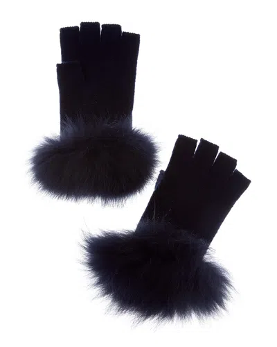 Sofia Cashmere Sofiacashmere Fingerless Cashmere Gloves In Gold