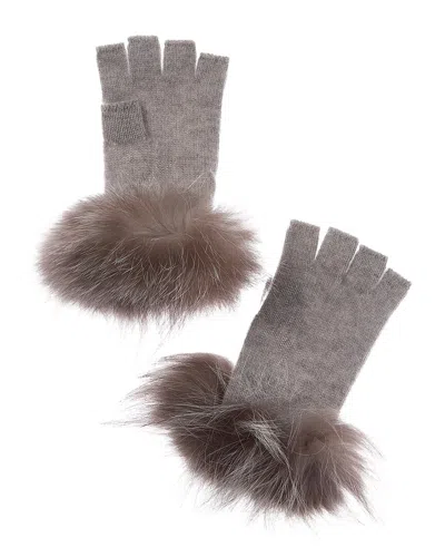 Sofia Cashmere Sofiacashmere Fingerless Cashmere Gloves In Gray