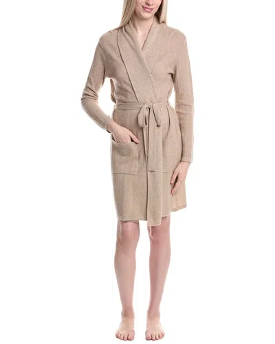 Sofia Cashmere Sofiacashmere Herringbone Texture Cashmere& Wool-blend Robe In Beige