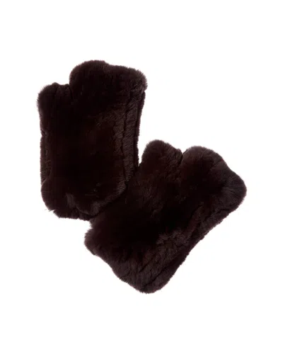 Sofia Cashmere Sofiacashmere Knitted Fingerless Glove In Brown