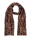 Sofia Cashmere Sofiacashmere Leopard Print Lightweight Cashmere Scarf In Brown