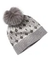 Sofia Cashmere Sofiacashmere Lurex Fairisle Wool & Cashmere-blend Hat In Gray