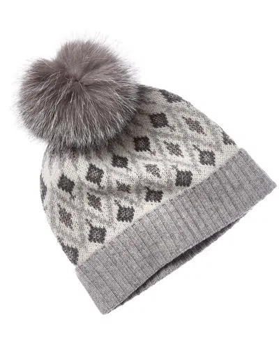 Sofia Cashmere Sofiacashmere Lurex Fairisle Wool & Cashmere-blend Hat In Gray