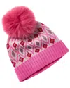 Sofia Cashmere Sofiacashmere Lurex Fairisle Wool & Cashmere-blend Hat In Pink
