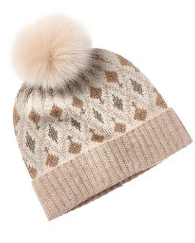 Sofia Cashmere Sofiacashmere Lurex Fairisle Wool & Cashmere-blend Hat In Beige