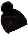 Sofia Cashmere Sofiacashmere Lurex Lattice Stitch Cashmere Hat In Black