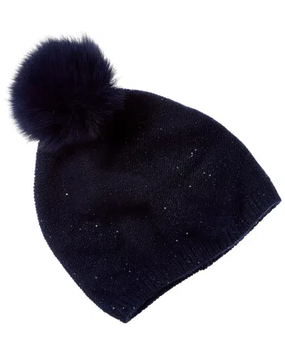 Sofia Cashmere Sofiacashmere Lurex Lattice Stitch Cashmere Hat In Blue