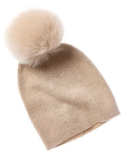 Sofia Cashmere Sofiacashmere Lurex Rib Cashmere Hat In Beige