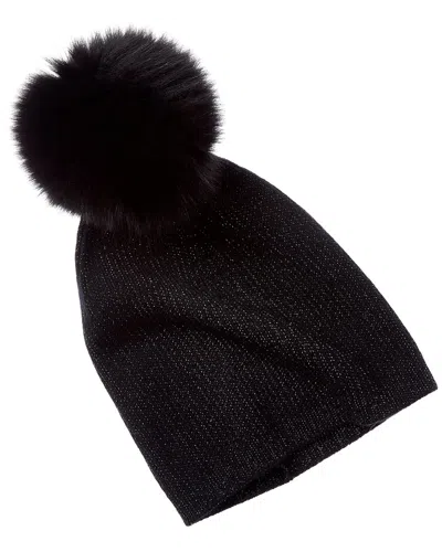 Sofia Cashmere Sofiacashmere Lurex Rib Cashmere Hat In Black
