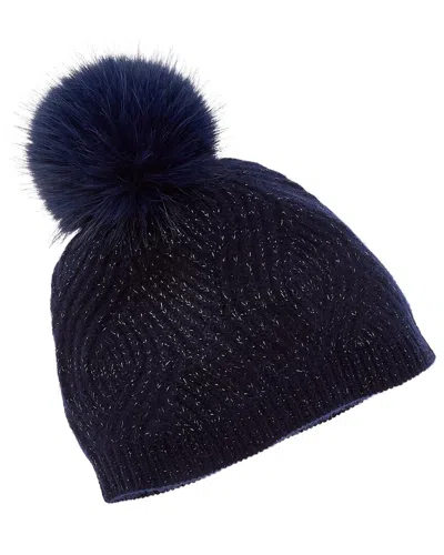 Sofia Cashmere Sofiacashmere Lurex Wave Rib Cashmere Hat In Blue