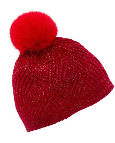 Sofia Cashmere Sofiacashmere Lurex Wave Rib Cashmere Hat In Red