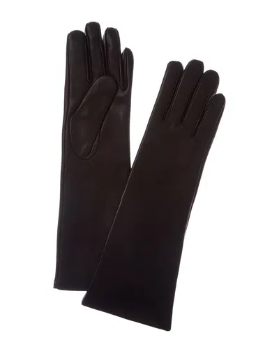 Sofia Cashmere Sofiacashmere Mid-length Cashmere-lined Nappa Leather Gloves In Black