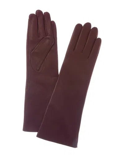 Sofia Cashmere Sofiacashmere Mid-length Cashmere-lined Nappa Leather Gloves In Red