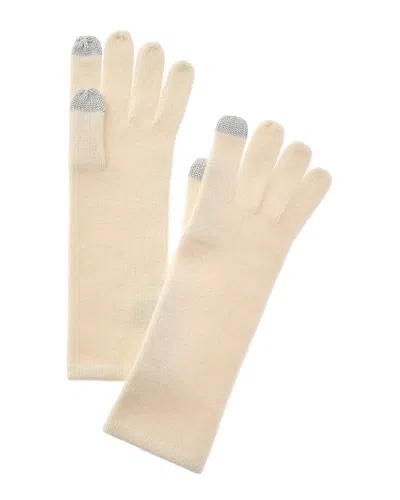 Sofia Cashmere Sofiacashmere Mid-length Touchscreen Cashmere Gloves In White