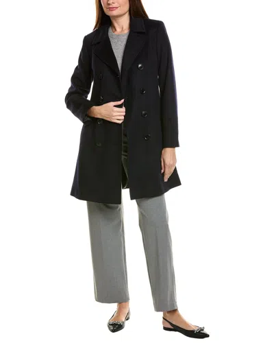 Sofia Cashmere Sofiacashmere Modern Wool & Cashmere-blend Trench Coat In Black