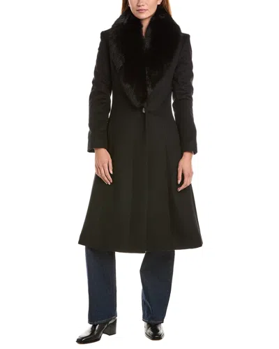 Sofia Cashmere Sofiacashmere Oversized Collar Wool-blend Coat In Black