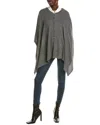 Sofia Cashmere Sofiacashmere Pearl Trim Wool & Cashmere-blend Poncho In Grey