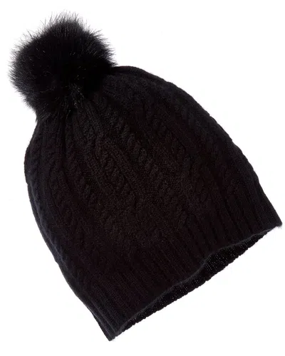 Sofia Cashmere Sofiacashmere Pom Cashmere Cable Knit Hat In Black