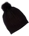 Sofia Cashmere Sofiacashmere Pom Cashmere Cable Knit Hat In Black