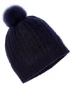 Sofia Cashmere Sofiacashmere Pom Cashmere Cable Knit Hat In Blue