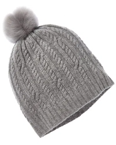 Sofia Cashmere Sofiacashmere Pom Cashmere Cable Knit Hat In Gray