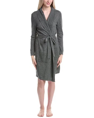 Sofia Cashmere Sofiacashmere Rib Shawl Collar Cashmere& Wool-blend Jersey Robe In Grey