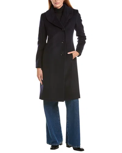 Sofia Cashmere Sofiacashmere Round Collar Wool & Cashmere-blend Coat In Black