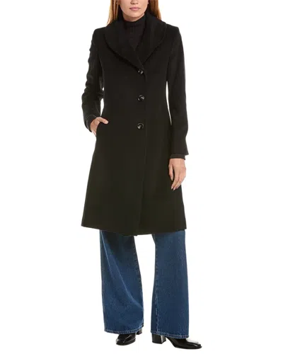 Sofia Cashmere Sofiacashmere Round Collar Wool & Cashmere-blend Coat In Black