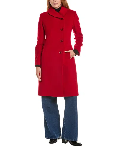 Sofia Cashmere Sofiacashmere Round Collar Wool & Cashmere-blend Coat In Red