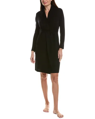 Sofia Cashmere Sofiacashmere Shawl Wool & Cashmere-blend Jersey Robe In Black